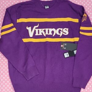 NWT NFL Vikings Purple Crewneck Sweater with Gold Stripes